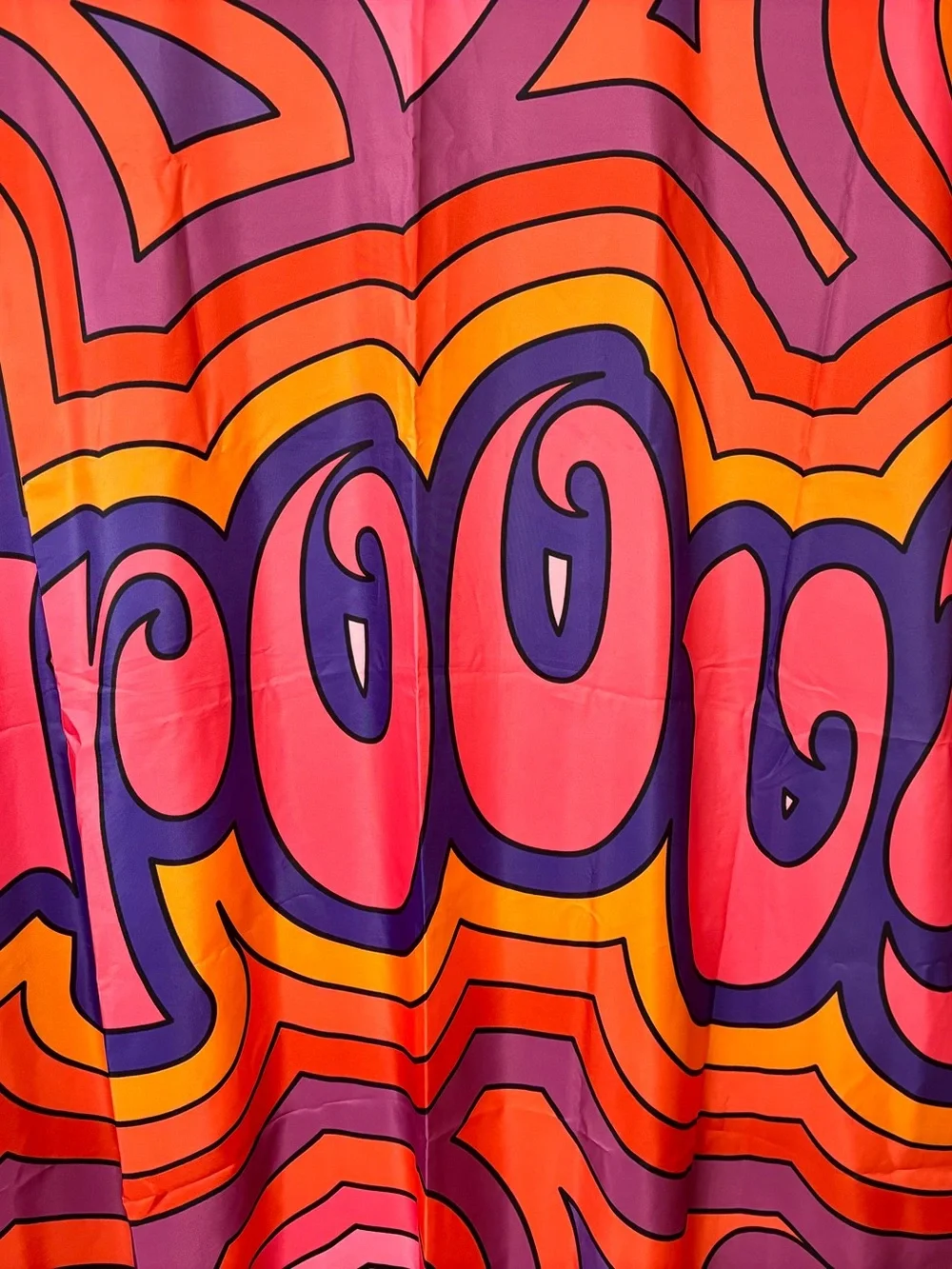 Groovy Retro Shower Curtain — Bold Pink & Purple